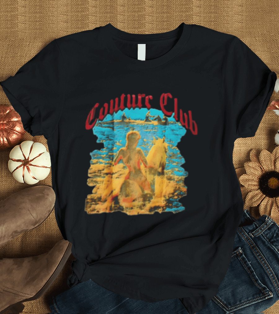 Couture Club Woman Riding Horse Scenic Painting T-Shirt