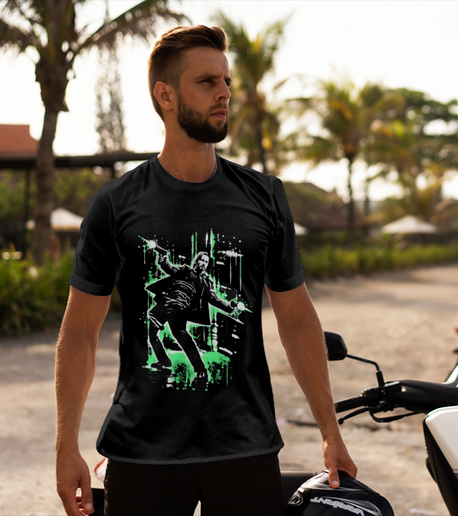 Keanu Reeves John Wick Action Paint Splatter T-Shirt