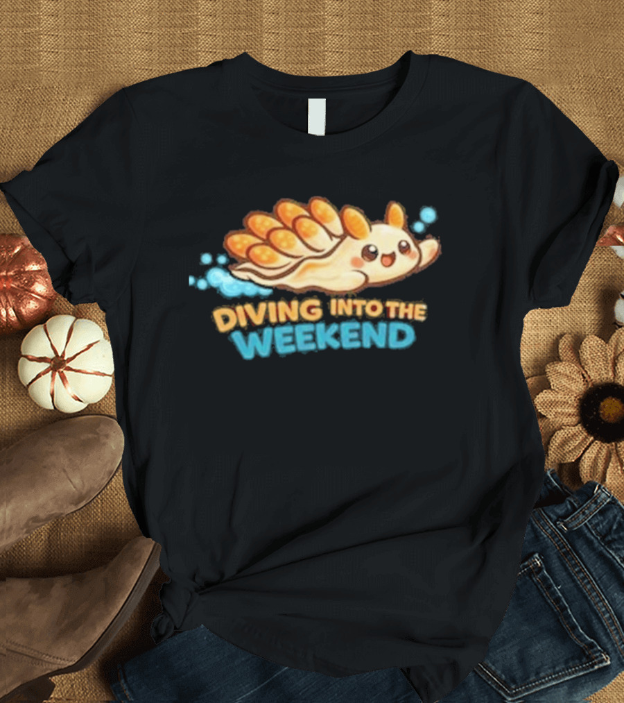 Diving Into The Weekend Cute Cartoon Sea Creature T-Shirt