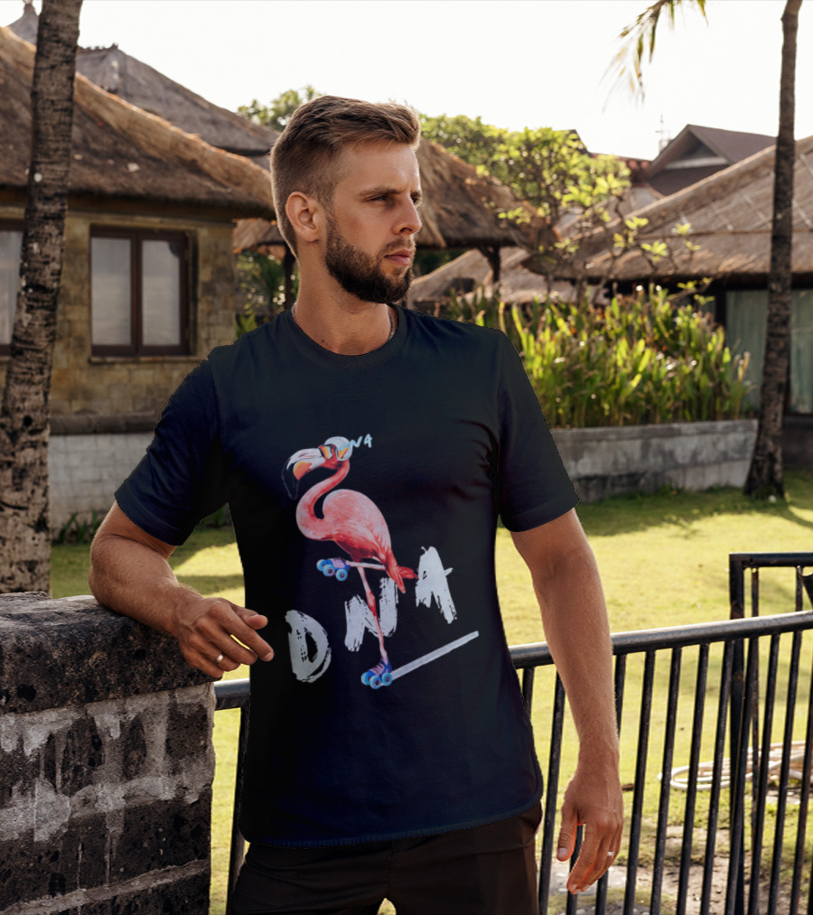 DNA Flamingo Roller Skates Fun Night T-Shirt