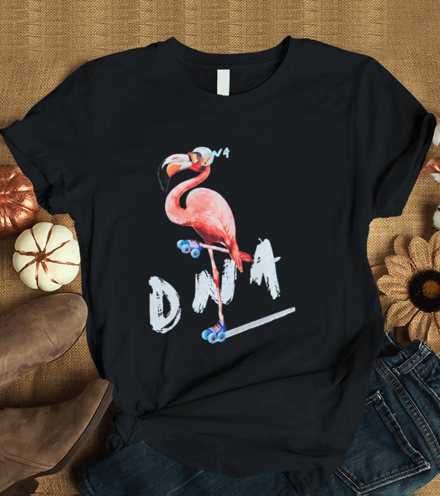 DNA Flamingo Roller Skates Fun Night T-Shirt