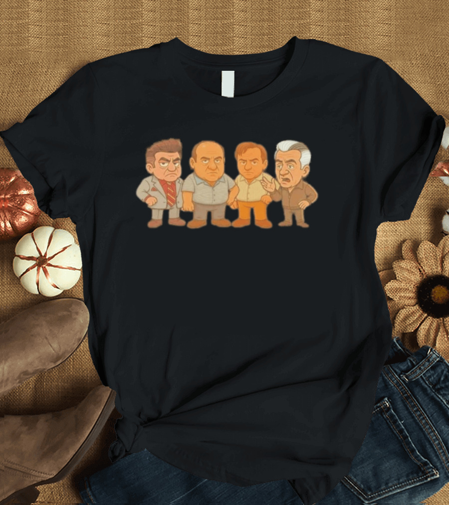 Sopranos Caricature Mobsters Big Head Mafia Characters T-Shirt