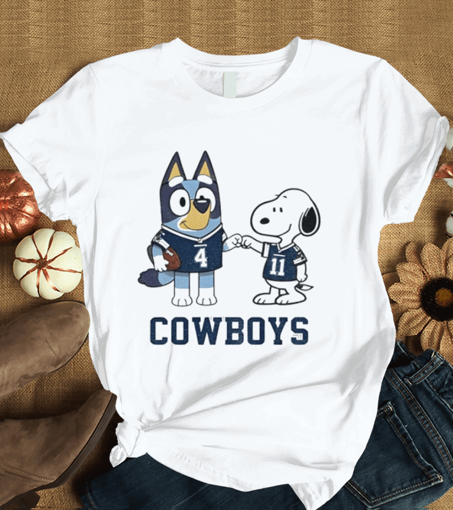 Bluey Snoopy Cowboys Football Team Friendship T-Shirt