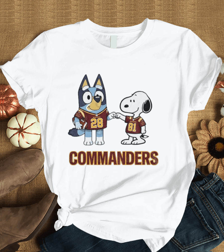 Bluey Snoopy Commanders Football 28 81 T-Shirt