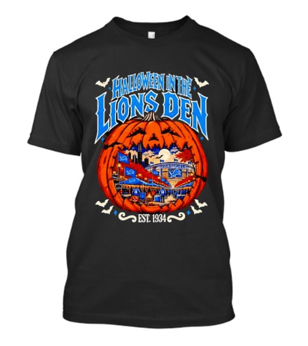 Halloween In The Lions Den Ford Field Detroit Lions Est 1934 T-Shirt