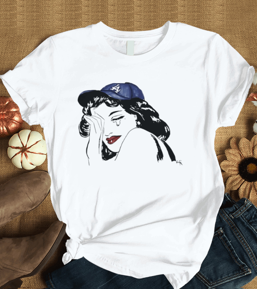 Los Angeles Dodgers Cap Crying Woman Pop T-Shirt