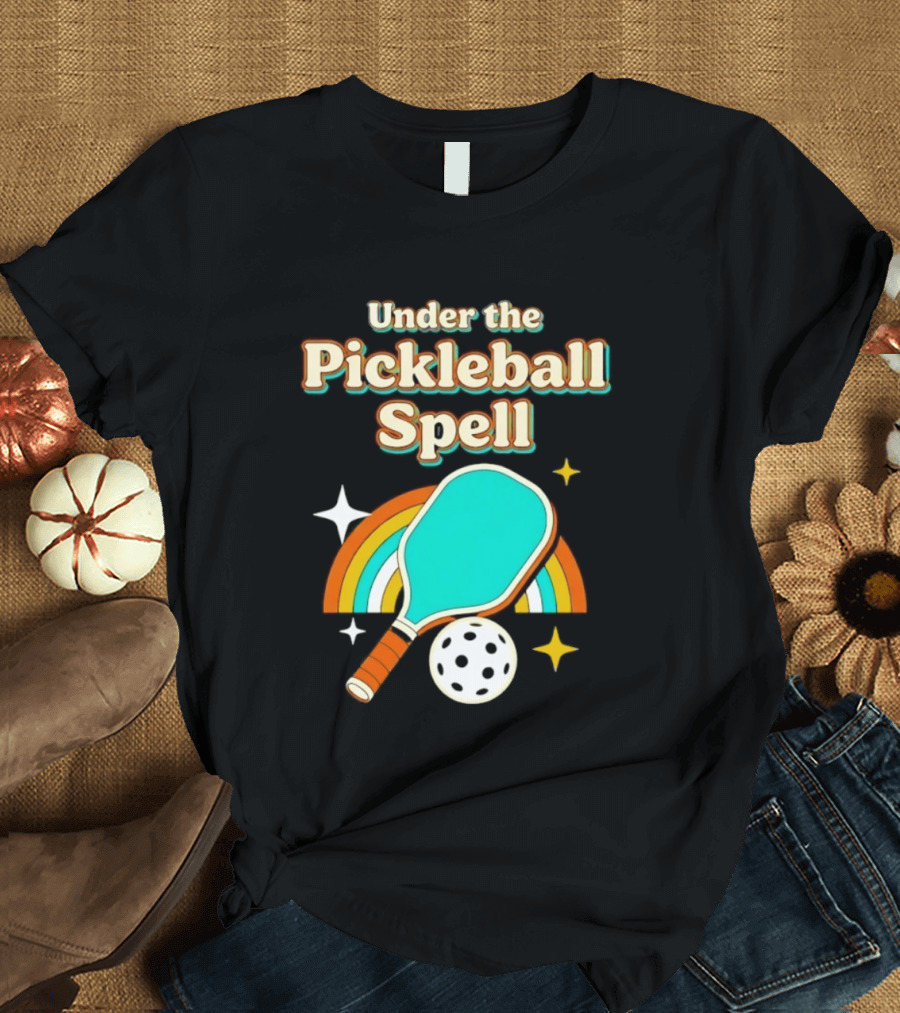 Under The Pickleball Spell Paddle And Rainbow Magic T-Shirt