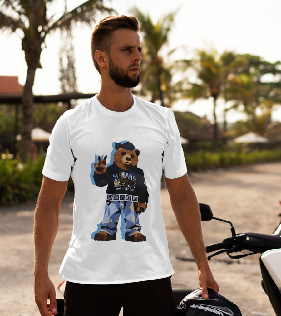 Memphis Grizzlies Bear Peace Sign Retro Style Fashionable Team Spirit T-Shirt