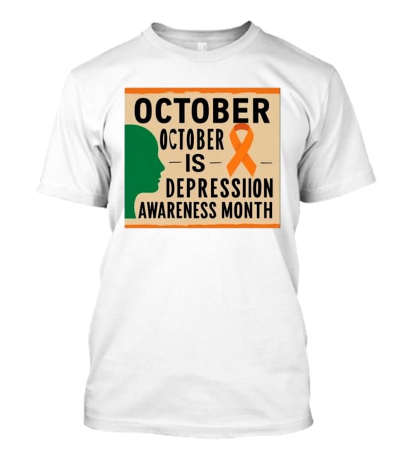 October Depression Awareness Month Orange Ribbon T-Shirt