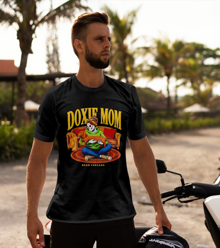 Doxie Mom Skeleton With Dachshund Wiener Dog Dead Threads T-Shirt