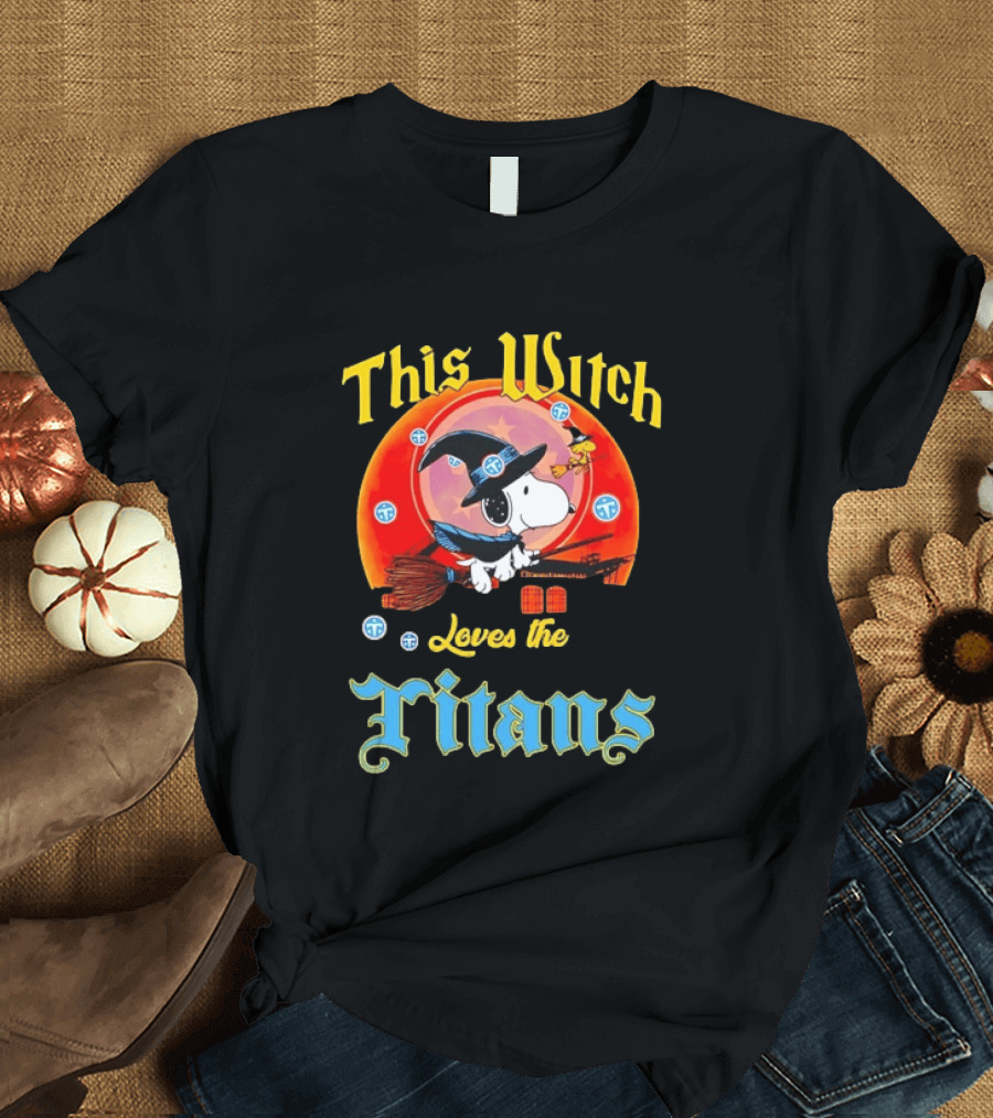 This Witch Snoopy Halloween Loves The Titans T-Shirt