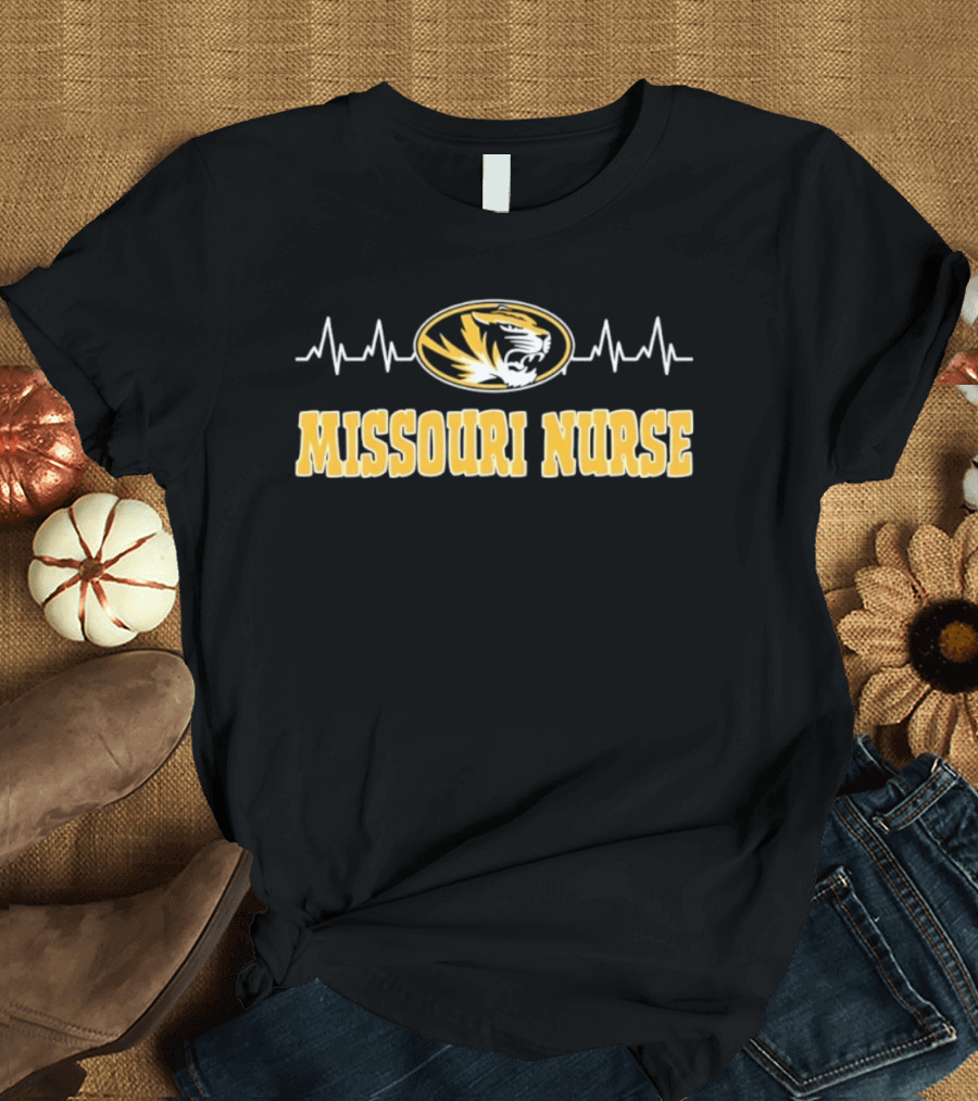 Missouri Nurse Heartbeat Tigers College Sports T-Shirt