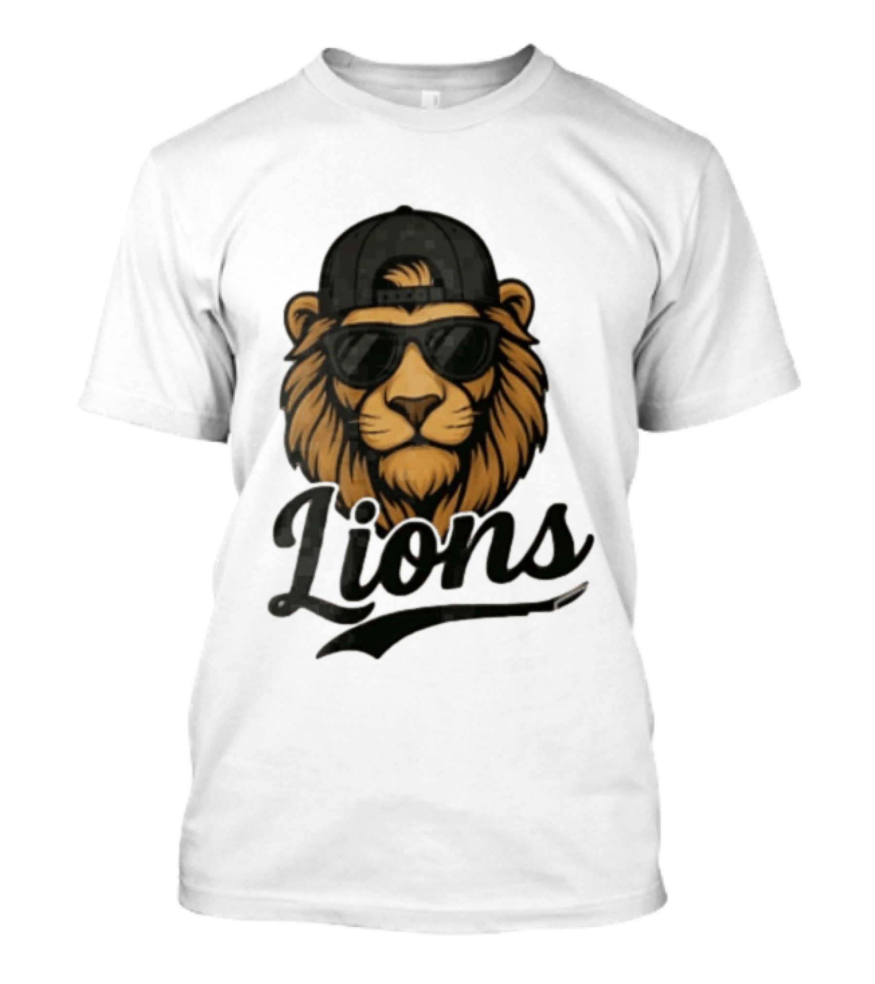Detroit Lions Cool Lion Wearing Shades And Cap T-Shirt