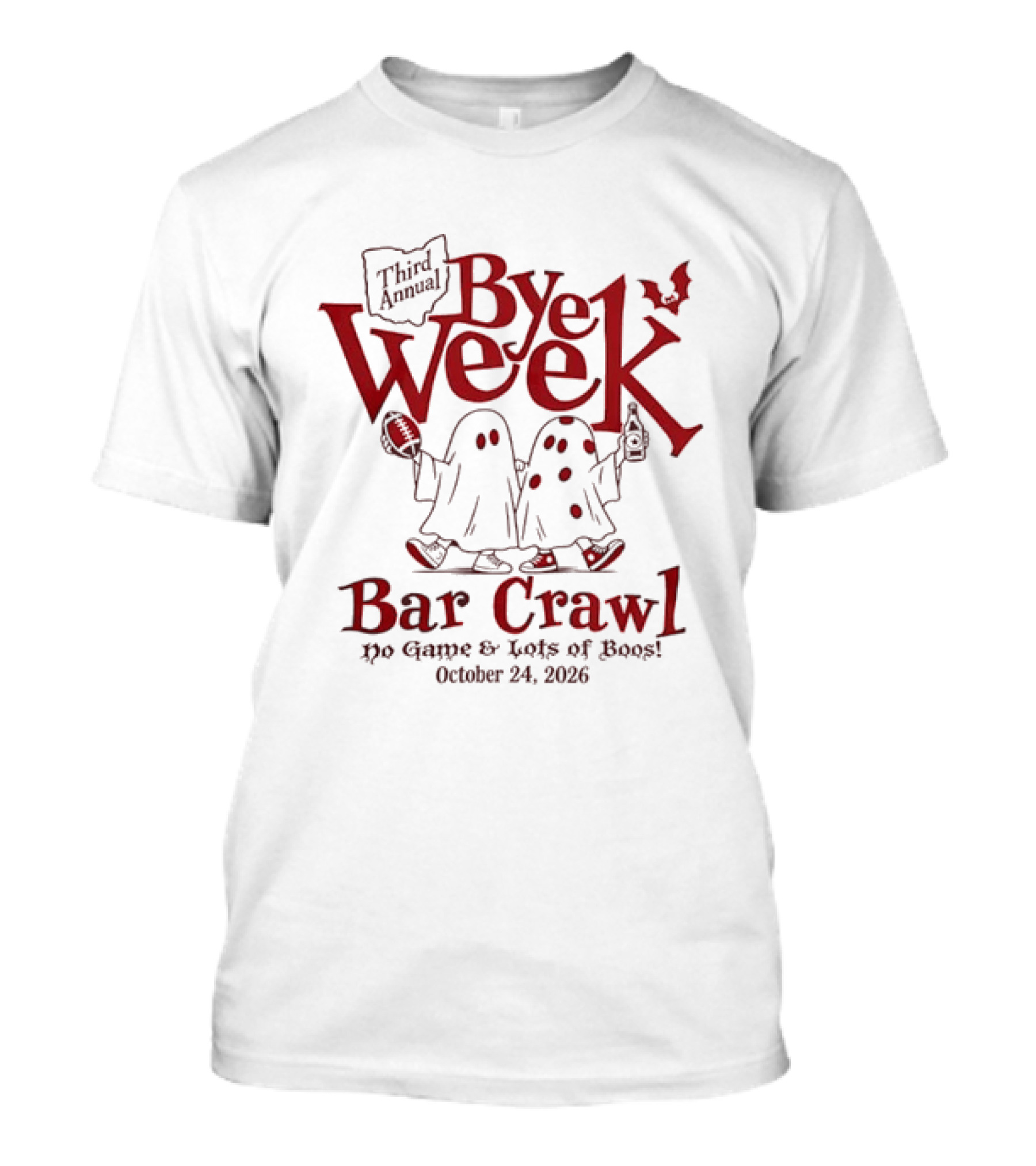 Third Annual Bye Week Bar Crawl No Game Lots Of Boos October 24 2026 T-Shirt