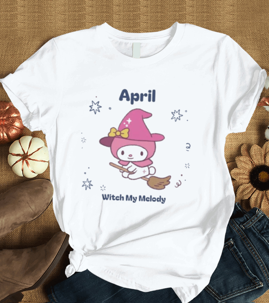 April Witch My Melody Sanrio Halloween Broomstick Magic T-Shirt