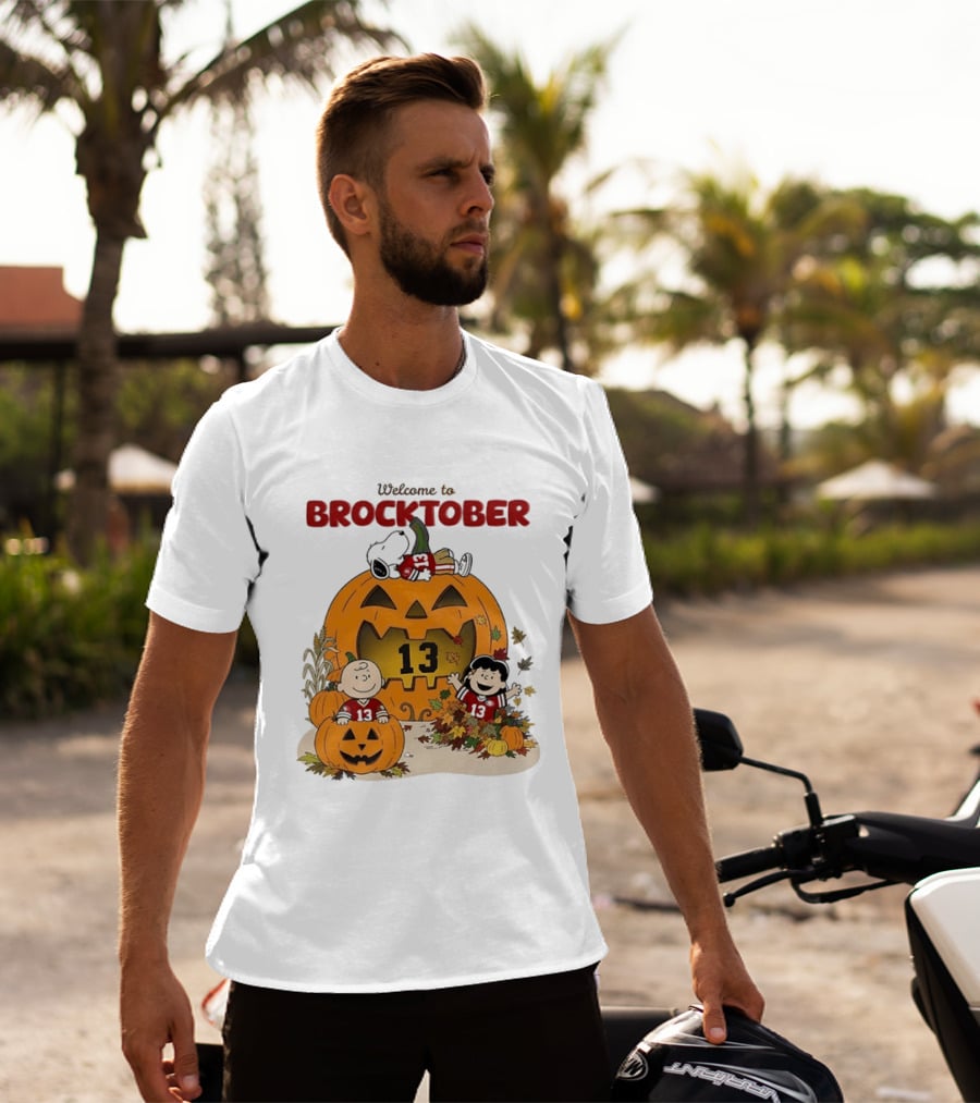 Brock Purdy San Francisco 49ers Welcome To Brocktober Peanuts Halloween Pumpkin Snoopy Charlie Brown T-Shirt