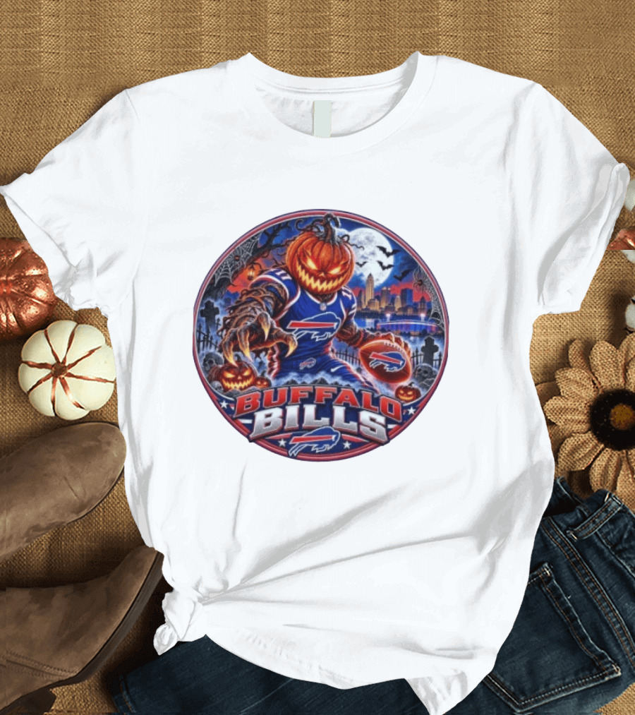 Buffalo Bills Halloween Jack O' Lantern Spooky Night Football T-Shirt