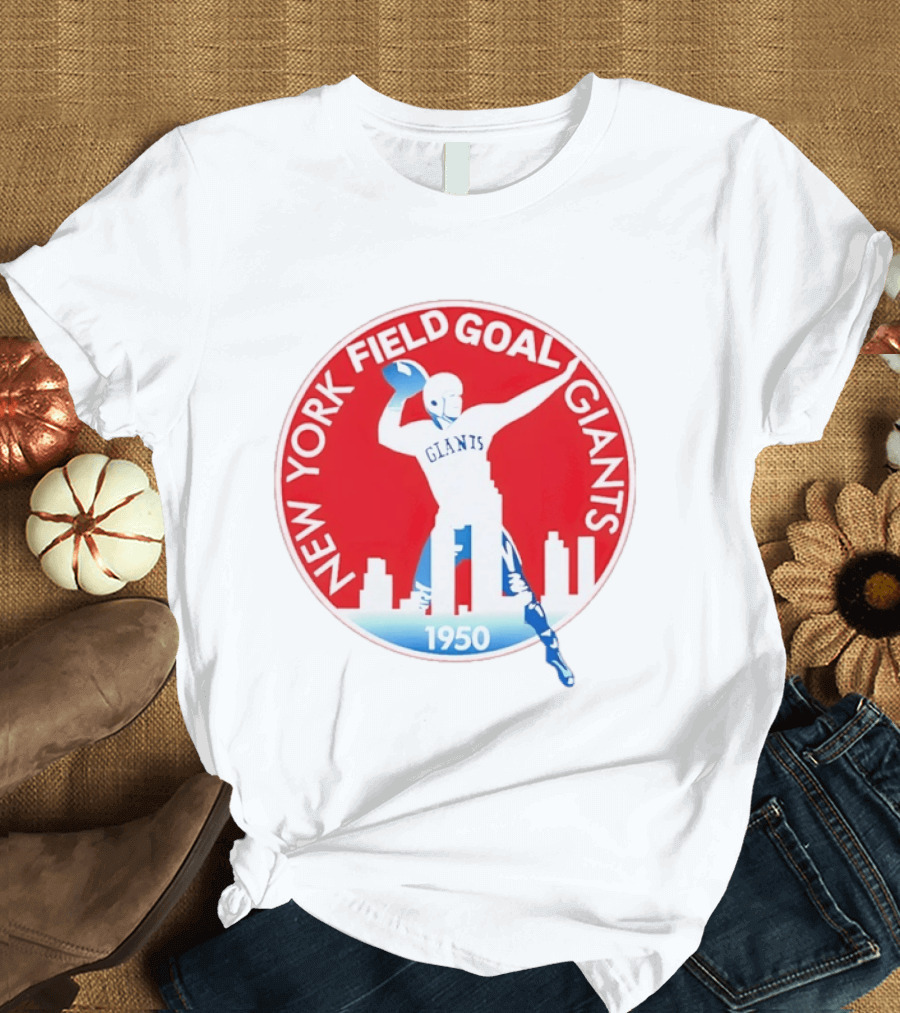 New York Field Goal Giants 1950 Football Red Skyline T-Shirt