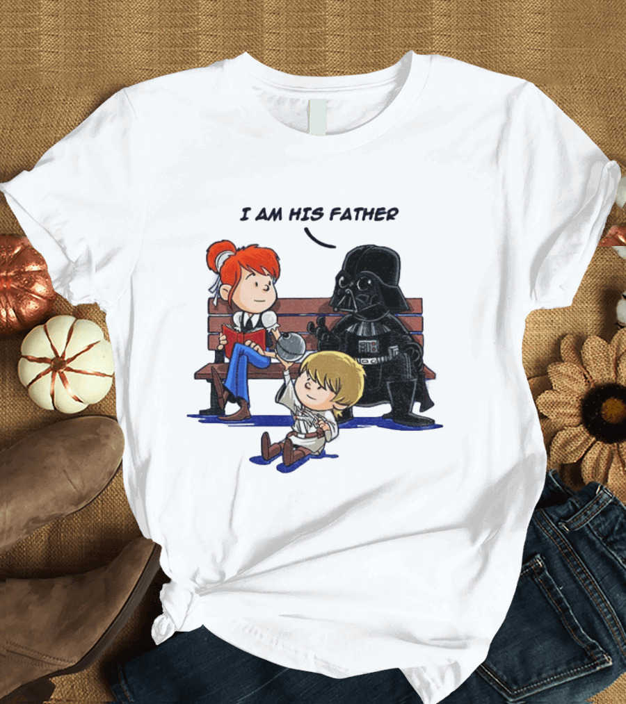 Darth Vader And Luke Skywalker I Am His Father Comic Style Bench Scene T-Shirt