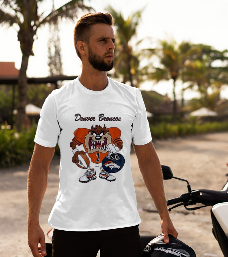 Denver Broncos Taz Looney Tunes Football Number 1 T-Shirt