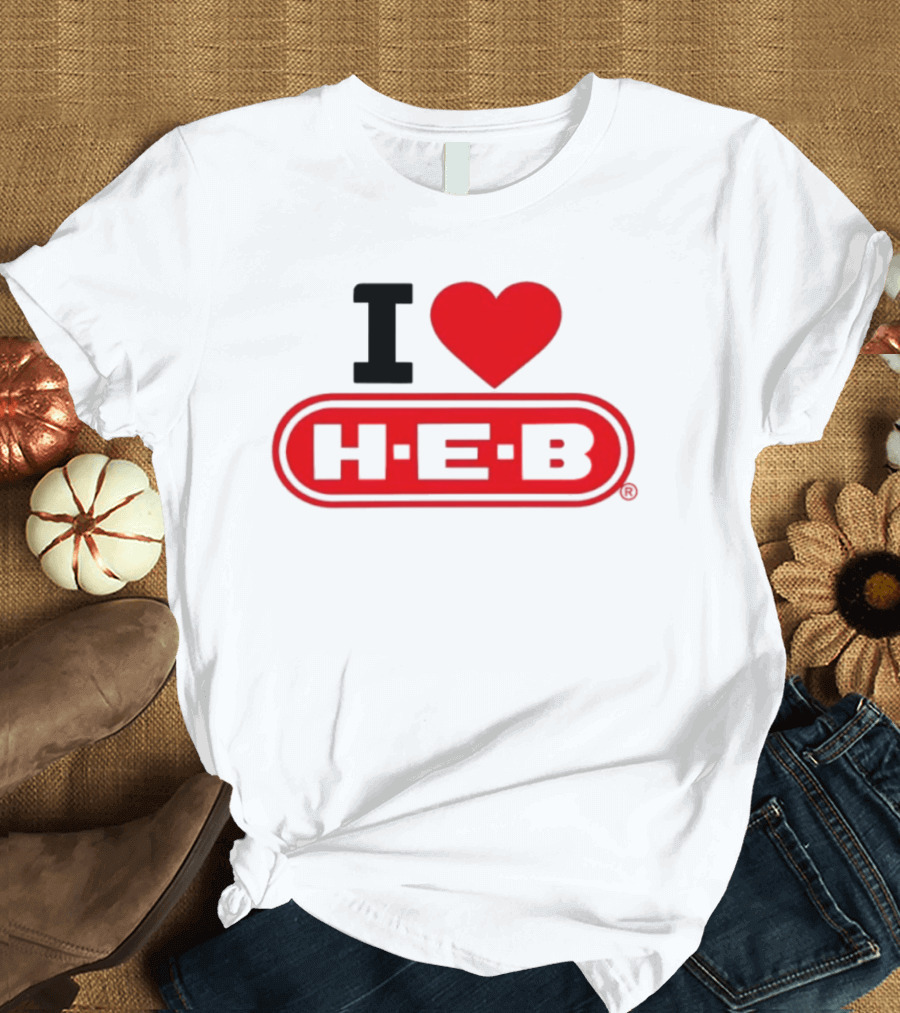 I Love H E B Texas Grocery Store Red Heart T-Shirt