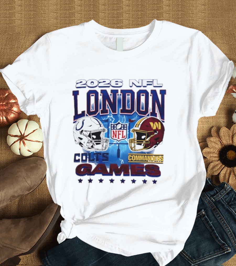 2026 NFL London Colts Commanders Games Helmets T-Shirt