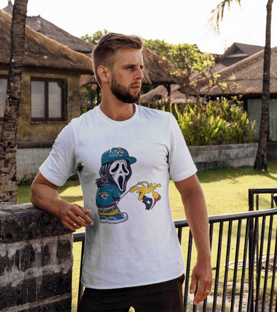 Jacksonville Jaguars Ghostface Pissing On Houston Texans T-Shirt