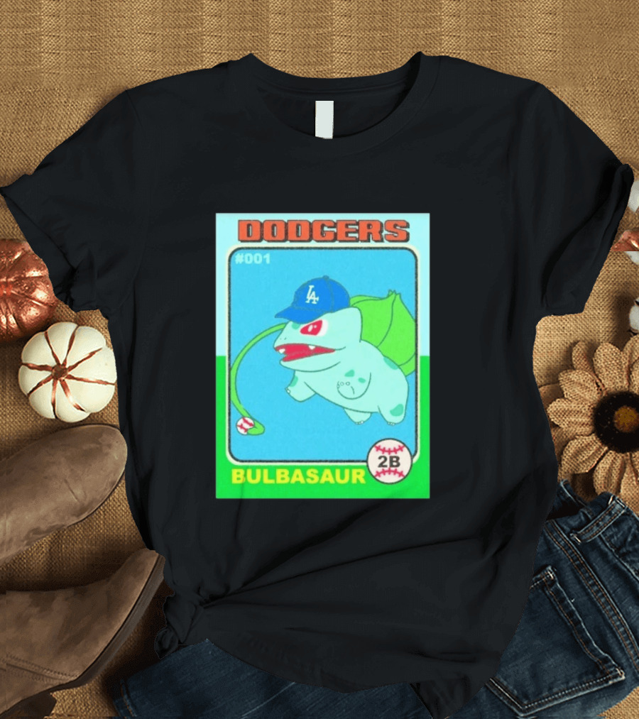 Bulbasaur Dodgers LA Cap Baseball Card No 001 T-Shirt