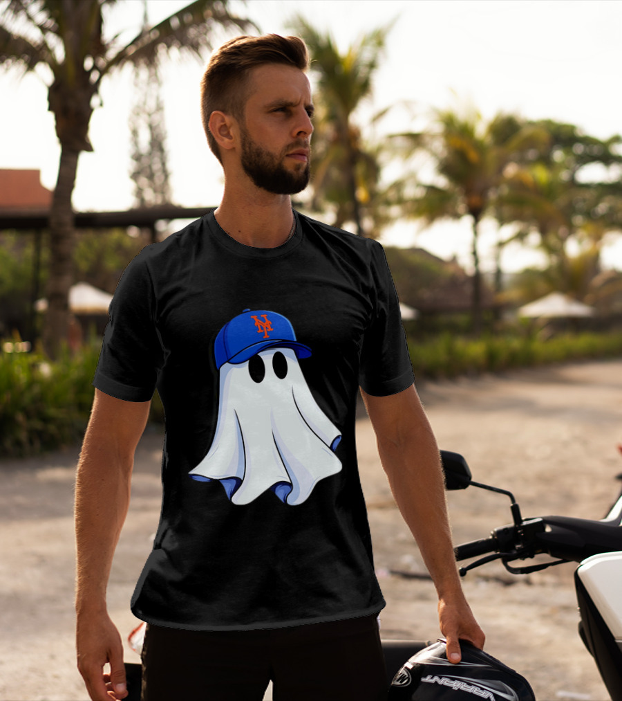 New York Mets MLB Ghost Baseball Halloween T-Shirt