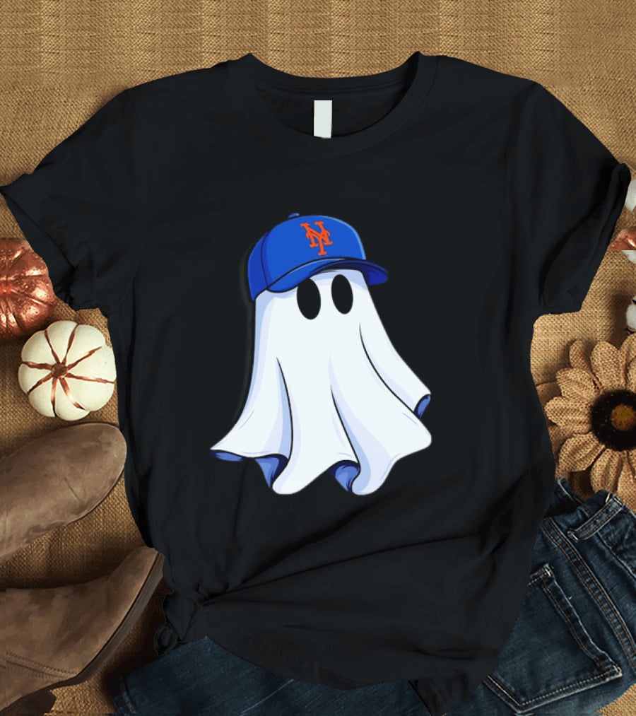 New York Mets MLB Ghost Baseball Halloween T-Shirt