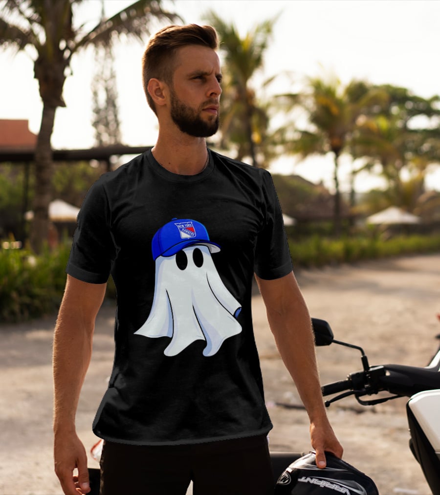 New York Rangers Ghost With Blue Cap Halloween T-Shirt