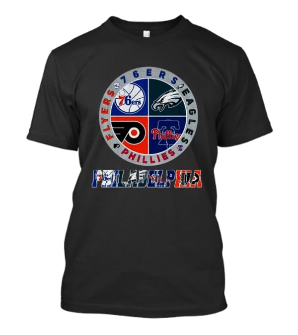 Philadelphia 76ers Eagles Phillies Flyers Team Circle T-Shirt