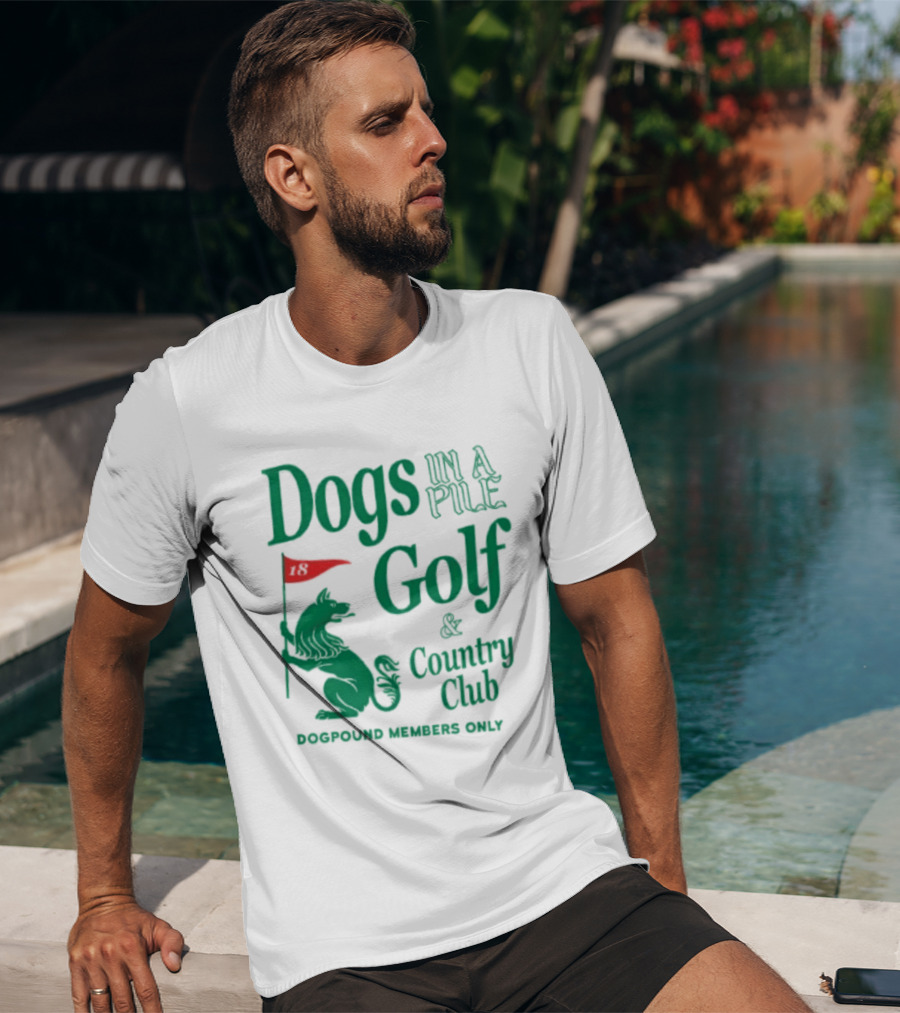 Dogs In A Pile Golf And Country Club Doghouse Wherever Cozy T-Shirt