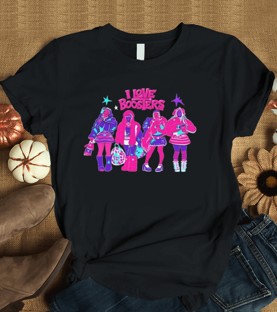 I Love Boosters Y2K Aesthetic Fashion Streetwear Style Colorful Retro Outfits T-Shirt