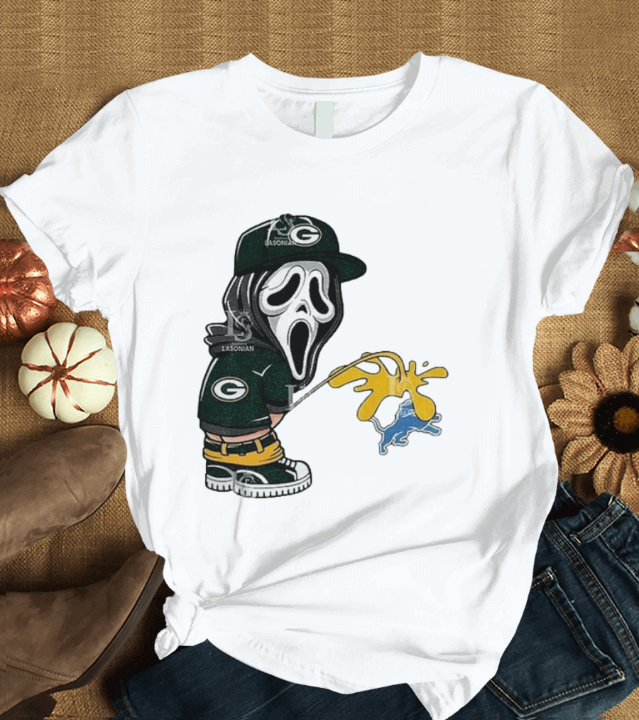 Green Bay Packers Ghostface Pissing On Detroit Lions NFL Rivalry T-Shirt