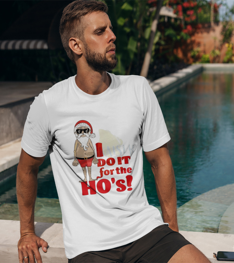 Santa Claus I Do It For The Ho's Funny Christmas Topless Sunglasses T-Shirt