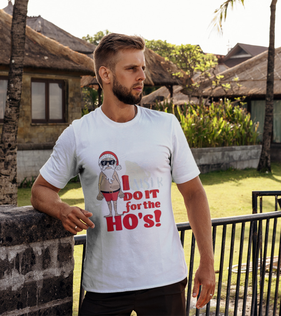 Santa Claus I Do It For The Ho's Funny Christmas Topless Sunglasses T-Shirt