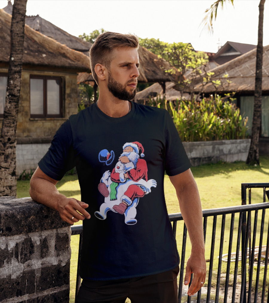 Jiu Jitsu Santa Rear Naked Choke Snowman Christmas T-Shirt