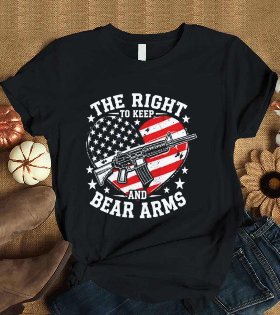 The Right To Keep And Bear Arms Heart Flag Rifle Stars T-Shirt