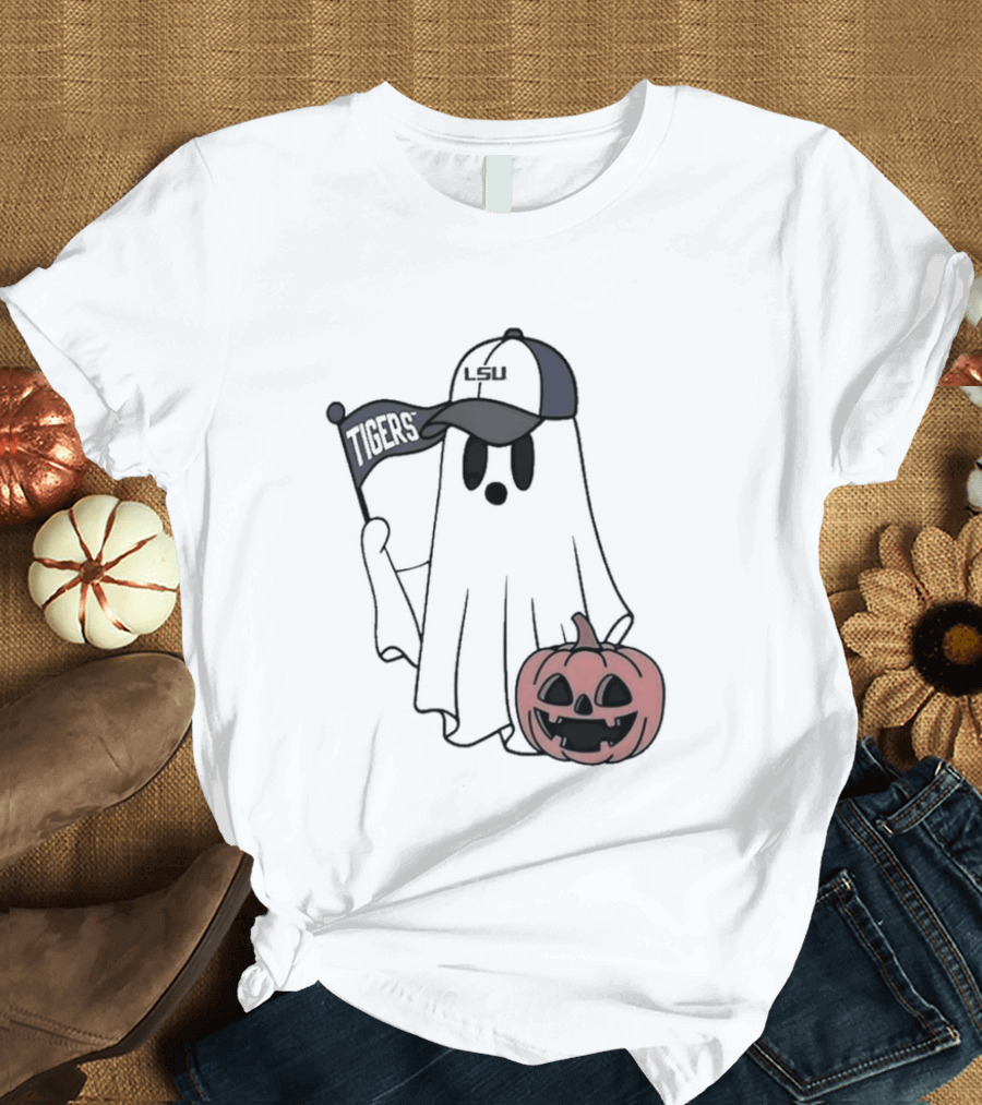Lsu Tigers NCAA Football Halloween Ghost Pumpkin Fan Gear T-Shirt