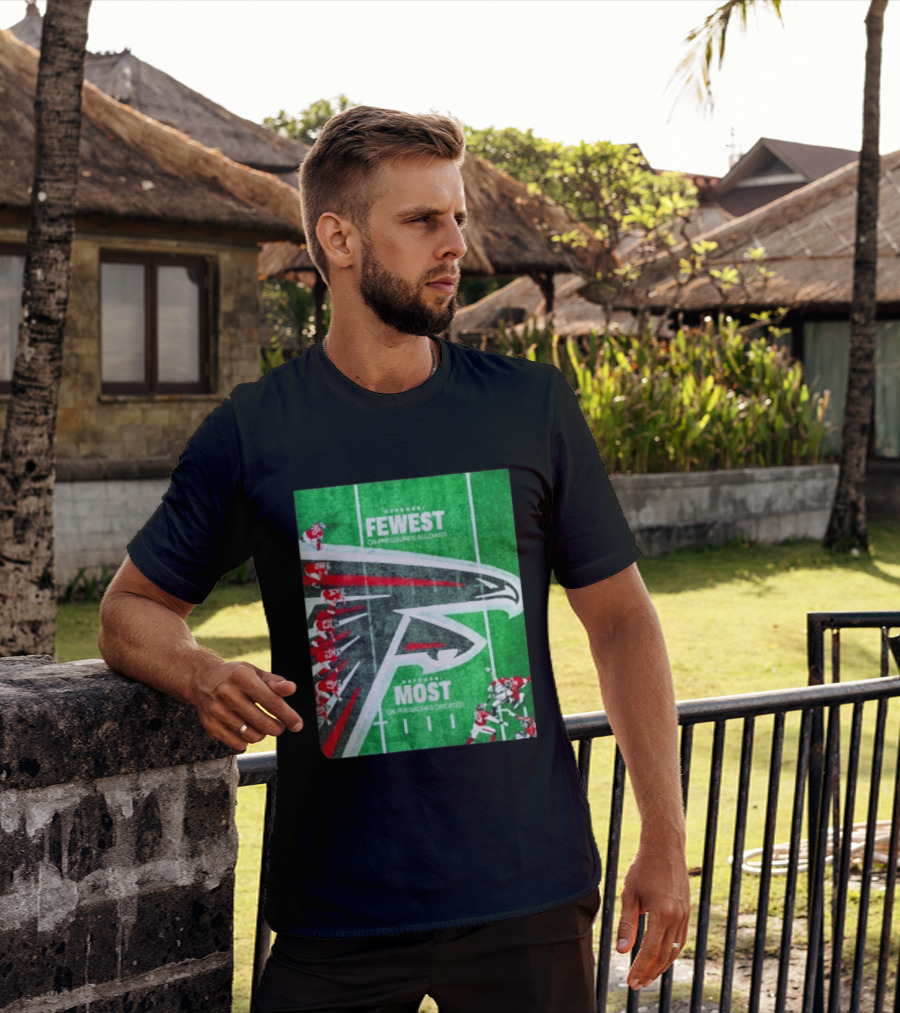 Atlanta Falcons Offense Fewest QB Pressures Allowed Defense Most Pressures Created T-Shirt