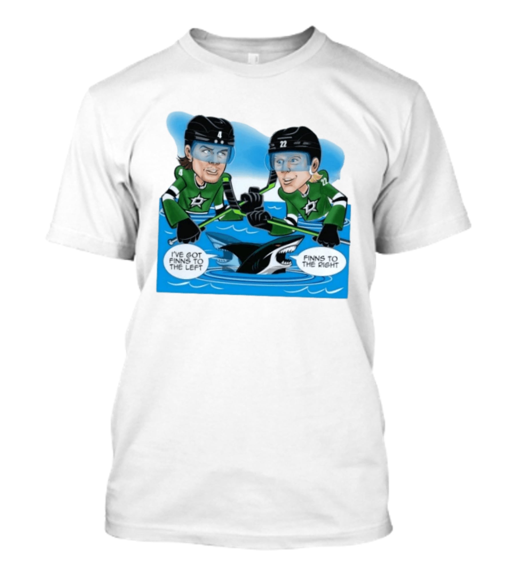 Dallas Stars Finns To The Left Finns To The Right Cartoon Hockey Players T-Shirt