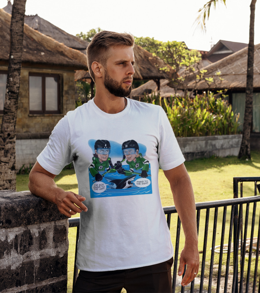 Dallas Stars Finns To The Left Finns To The Right Cartoon Hockey Players T-Shirt