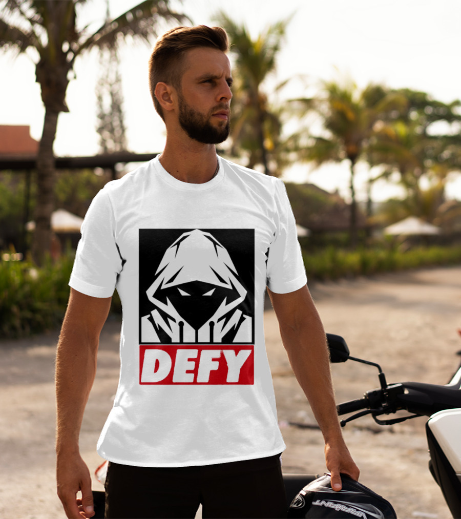 Defy Hooded Figure Streetwear Urban Fashion T-Shirt