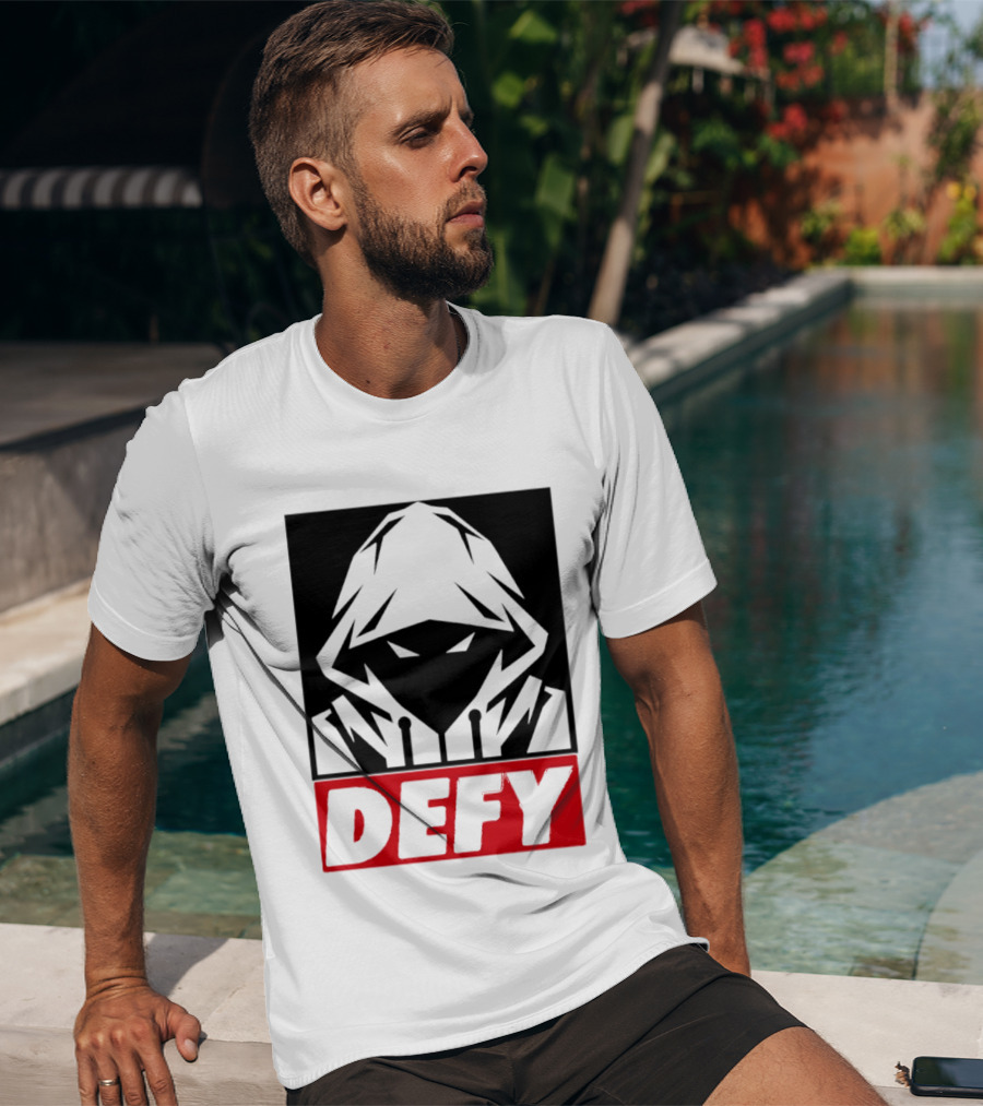 Defy Hooded Figure Streetwear Urban Fashion T-Shirt