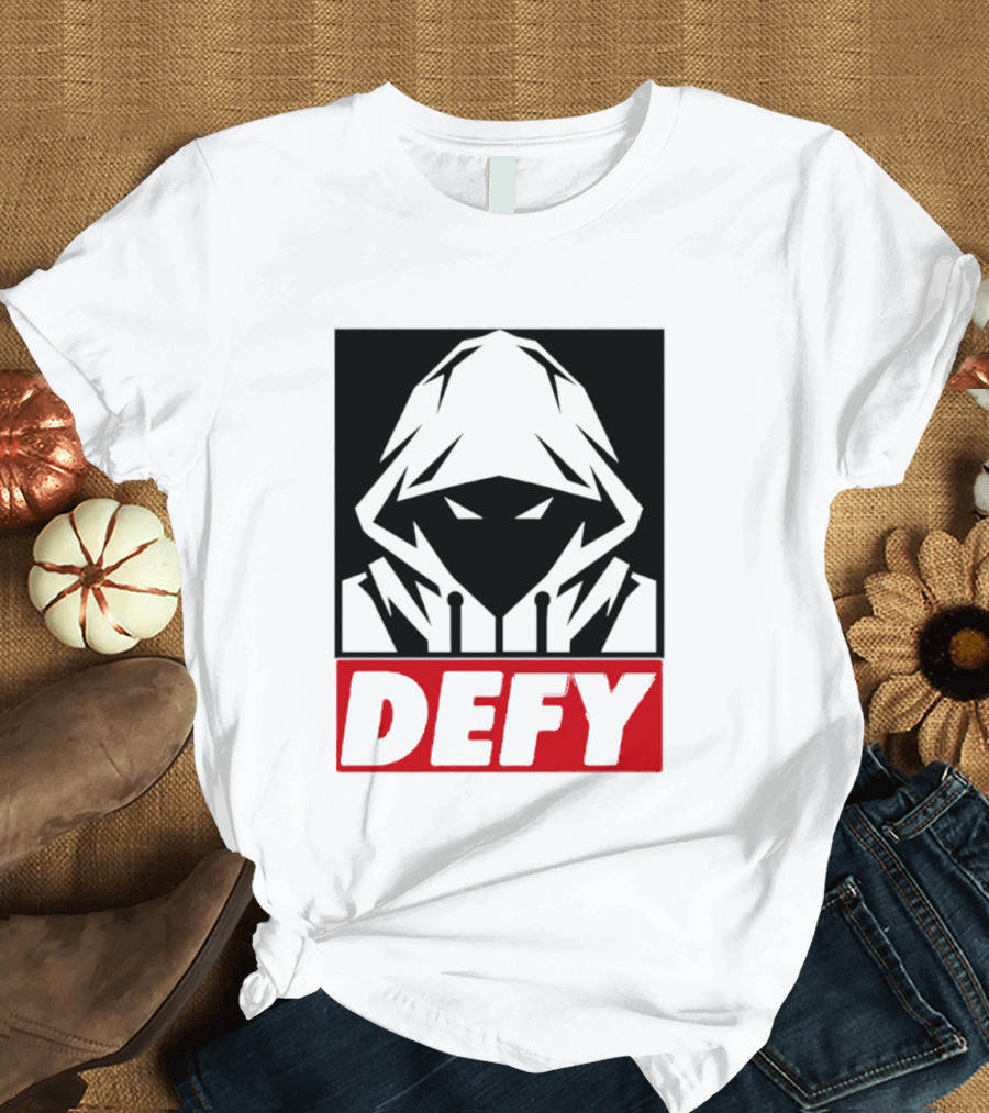 Defy Hooded Figure Streetwear Urban Fashion T-Shirt