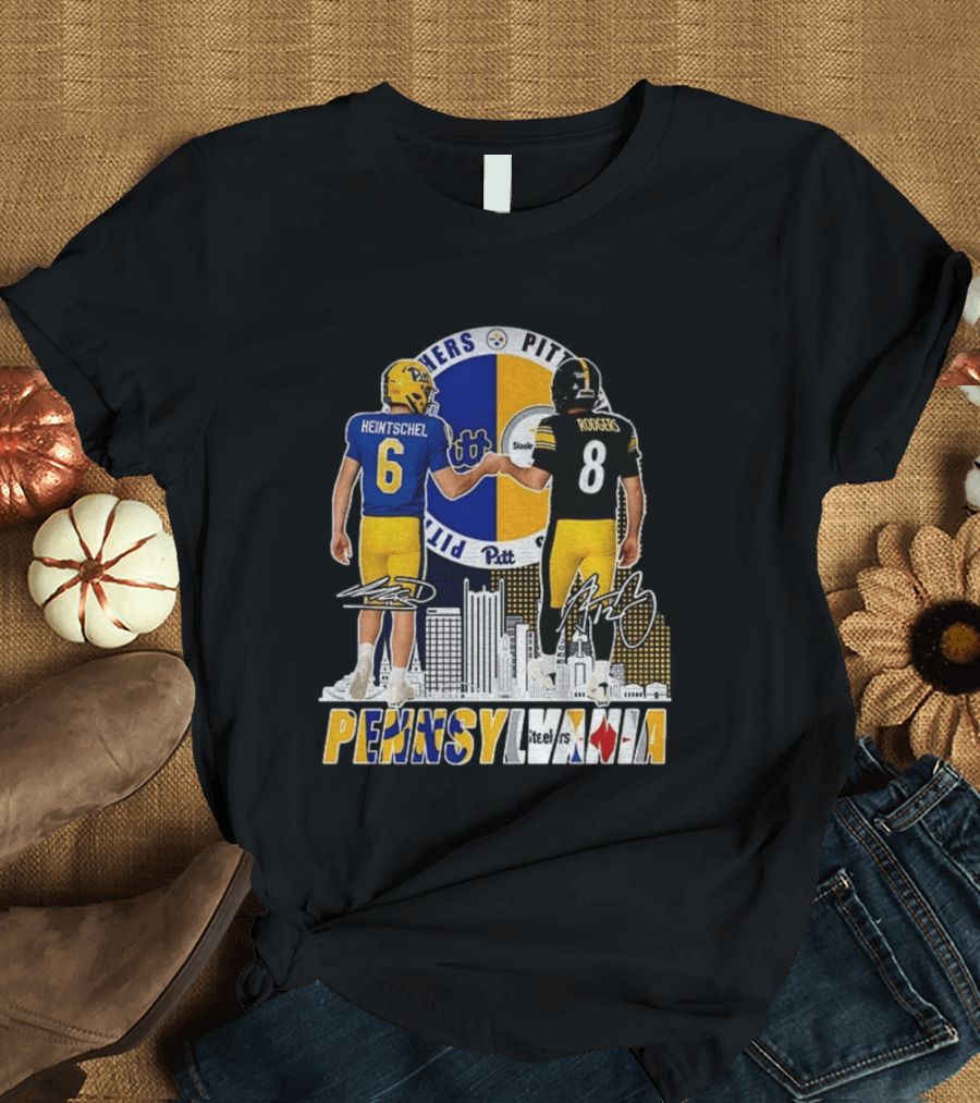 Pitt Panthers Heintschel And Pittsburgh Steelers Rodgers Pennsylvania Football Team Collaboration T-Shirt
