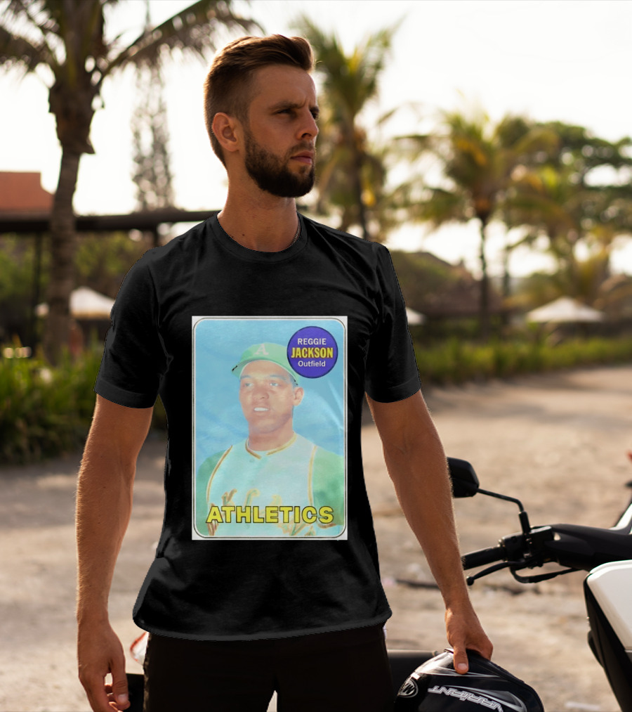 Reggie Jackson Athletics Outfield Baseball Card Oakland A's Player T-Shirt