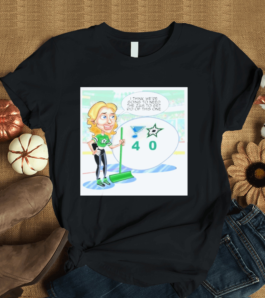 St Louis Blues Vs Dallas Stars Hockey 4 0 Cartoon With Humor And Zamboni Joke T-Shirt