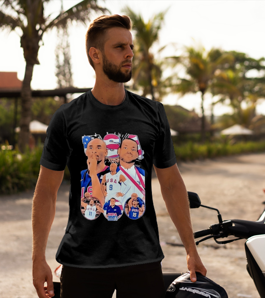 Kobe Bryant LeBron James USA Basketball Legends Iconic Team USA Moments T-Shirt